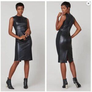 Like NEW Spanx leather like combo fitted dress luxe black medium